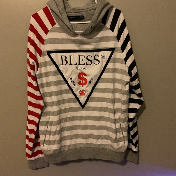 Bless Graphic Hoodie with Red and Black Details - Picture 1 of 4